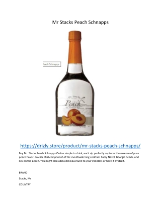 Mr Stacks Peach Schnapps