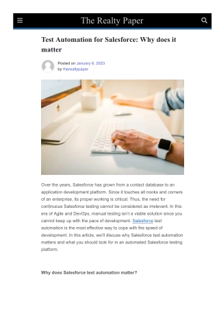 Test Automation for Salesforce Why does it matter