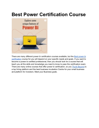 Best Power Bi Certification Course
