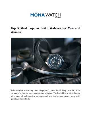 Top 5 Most Popular Seiko Watches for Men and Women