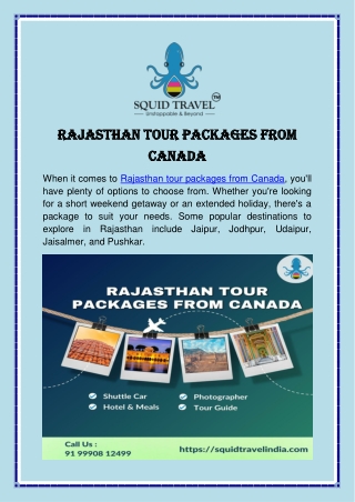 Rajasthan Tour Packages from Canada