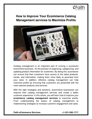 How to Improve Your Ecommerce Catalog Management services to Maximize Profits