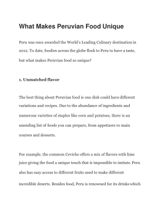 What Makes Peruvian Food Unique