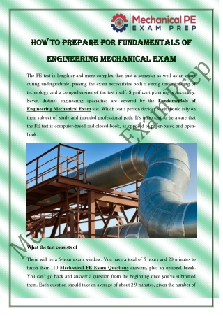 How To Prepare For Fundamentals Of Engineering Mechanical Exam