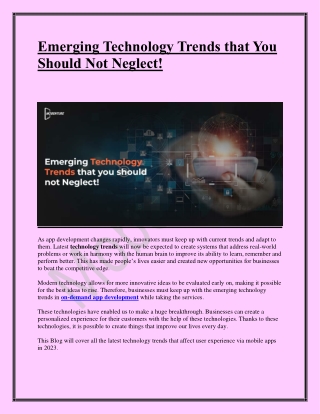 Emerging Technology Trends that You Should Not Neglect!