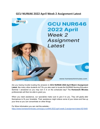 GCU NUR646 2022 April Week 2 Assignment Latest