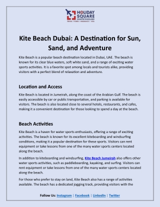 Kite Beach Dubai A Destination for Sun, Sand, and Adventure