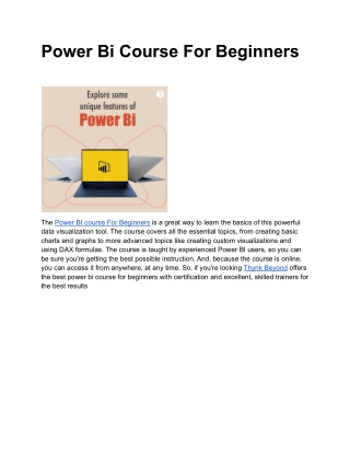 Power Bi Course For Beginners