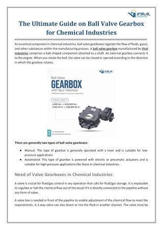 The Ultimate Guide On Ball Valve Gearbox For Chemical Industries