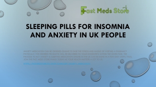 Sleeping Pills for Insomnia and Anxiety in UK People
