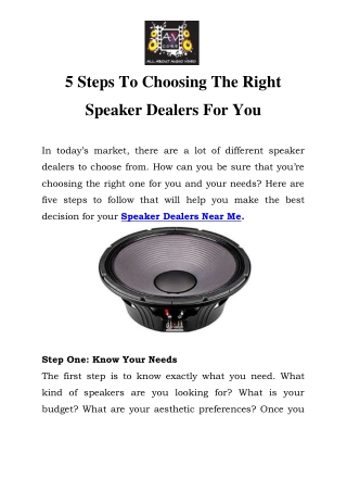 Speaker Dealers Near Me Call-9870270414