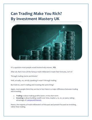 Can Trading Make You Rich - Investment Mastery UK