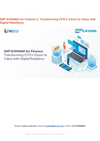 SAP S/4HANA for Finance 2: Transforming CFO’s Vision to Value with Digital Resil