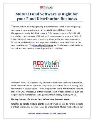 Mutual Fund Software is Right for your Fund Distribution Business