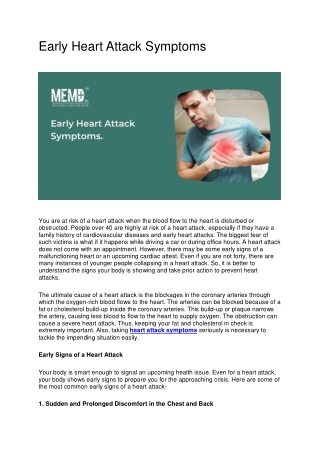 Early Heart Attack Symptoms