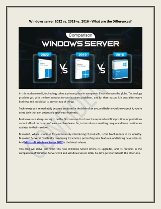 Windows server 2022 vs. 2019 vs. 2016 - What are the Differences?