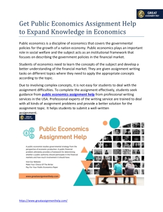 Get Public Economics Assignment Help to Expand Knowledge in Economics