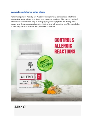 ayurvedic medicine for pollen allergy