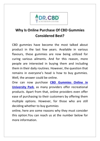 Get The Finest CBD Gummies Online In University Park