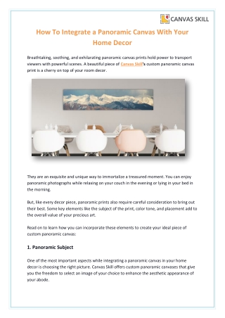 How To Integrate a Panoramic Canvas With Your Home Decor
