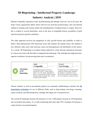 3D Bioprinting - Intellectual Property Landscape | Industry Analysis | 2035