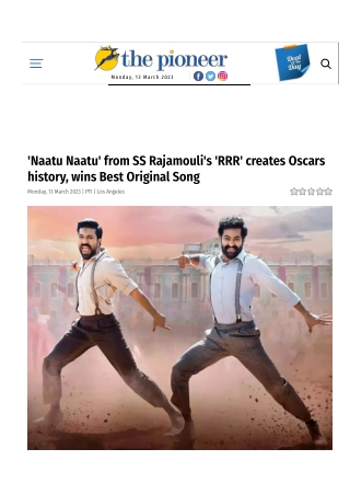 'Naatu Naatu' from SS Rajamouli's 'RRR' creates Oscars history, wins Best Original Song