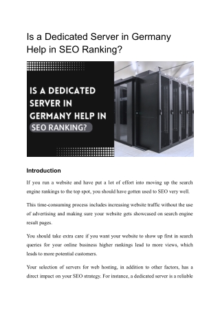 Is a Dedicated Server in Germany Help in SEO Ranking