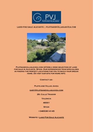 Land For Sale Alicante  Plotsandvillasjavea.com