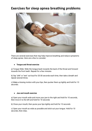 here is the list of exercise for sleep apnea breathing problems.