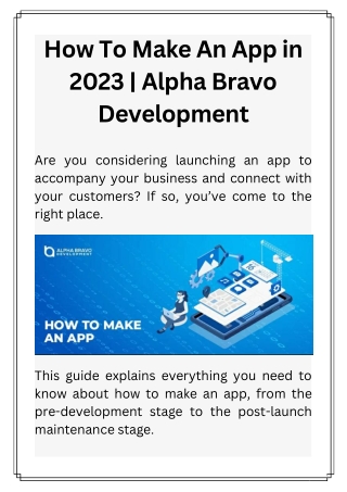 How To Make An App in 2023 | Alpha Bravo Development