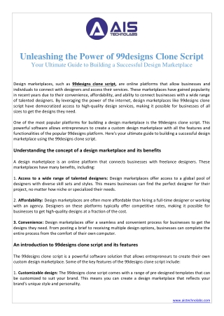 Unleashing the Power of 99designs Clone Script