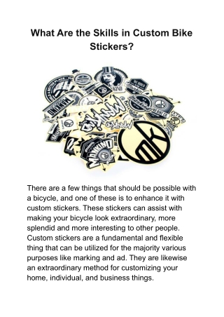 What Are the Skills in Custom Bike Stickers