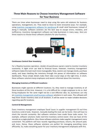 Three Main Reasons To Choose Inventory Management Software For Your Business