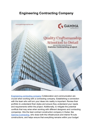 Engineering Contracting Company | Gamma Contracting