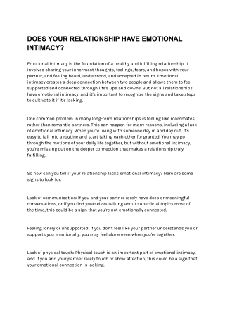 DOES YOUR RELATIONSHIP HAVE EMOTIONAL INTIMACY_