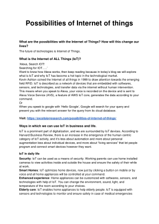 Possibilities of Internet of things
