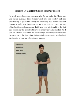 Benefits Of Wearing Cotton Boxers For Men