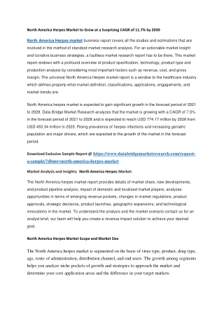 North America Herpes Market to Grow at a Surprising CAGR of 11.7 by 2030