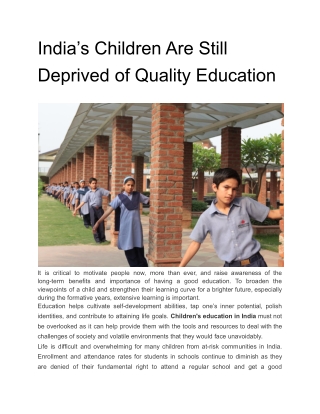 India’s Children Are Still Deprived of Quality Education