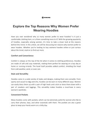 Explore the Top Reasons Why Women Prefer Wearing Hoodies