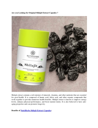 Are you Looking for Original Shilajit Extract Capsules