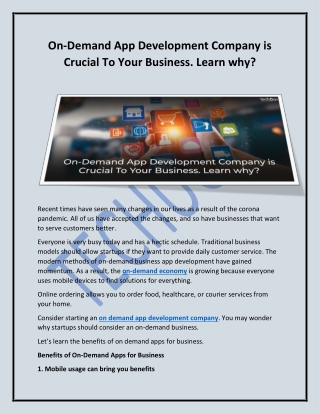 On-Demand App Development Company is Crucial To Your Business. Learn why?