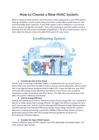 How to Choose a New HVAC System