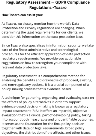 Regulatory Assessment — GDPR Compliance Regulations -Tsaaro