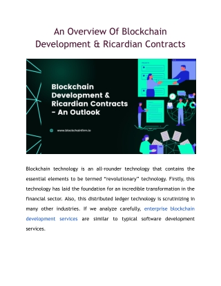 Blockchain development and Ricardian contracts  - Blockchain Firm