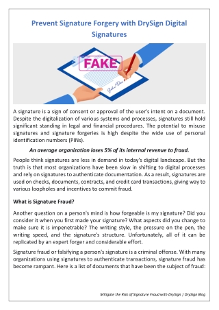 Prevent Signature Forgery with DrySign Digital Signatures