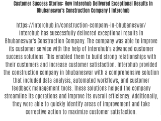 Customer Success Stories: How Interohub Delivered Exceptional Results in Bhubaneswar's Construction Company | Interohub