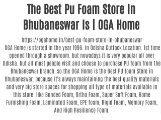 The Best Pu Foam Store In Bhubaneswar Is | OGA Home