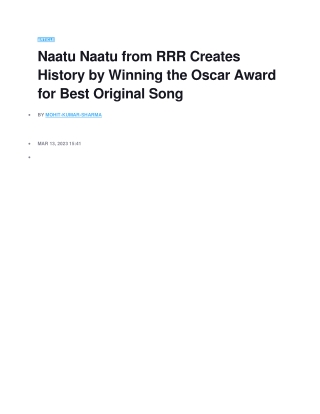 Naatu Naau Oscar winning song