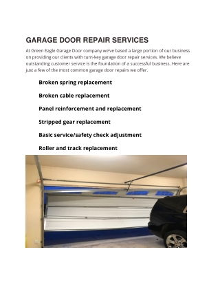 Green Eagle Garage Door Repair, Service & Maintenance in Denton, TX